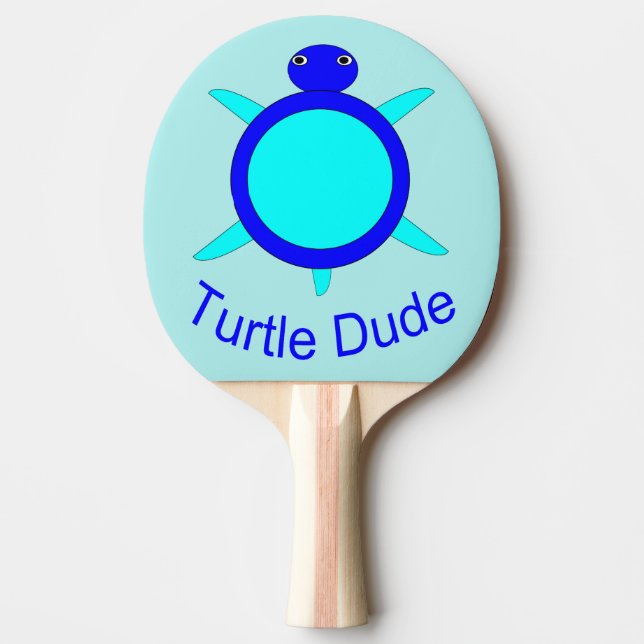 Bright Blue Turtle Dude Ping Pong Paddle (Front)