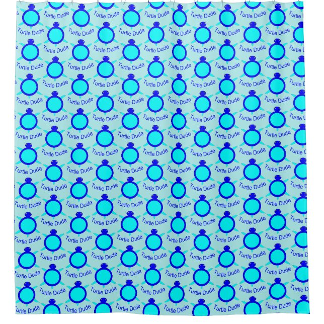 Bright Blue Turtle Dude Shower Curtain (Front)