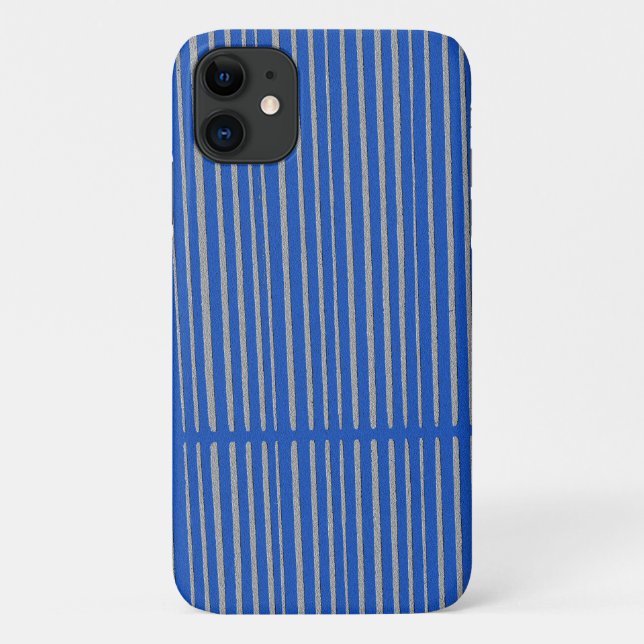 Bright Blue Unique Modern Stripe Pattern Cool Case-Mate iPhone Case (Back)