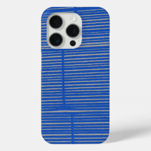 Bright Blue Unique Modern Stripe Pattern Cool iPhone 15 Pro Case