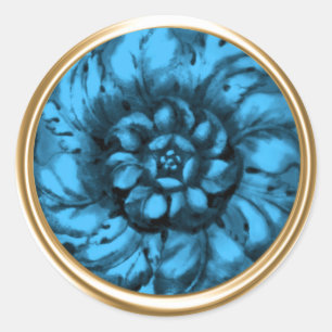 Bright Blue Vintage Baroque Embossed Look Seal