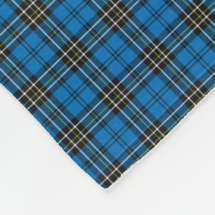 Bright Blue Vintage Plaid Fleece Blanket