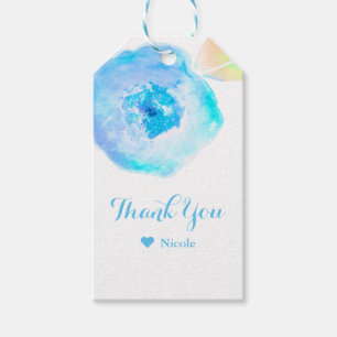 Bright Blue Watercolor Flower Party Favour Gift Tags