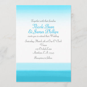 Bright Blue Watercolor Modern Wedding Invitations