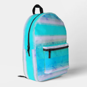 Bright Blue Watercolor Paint on Stone Printed Backpack