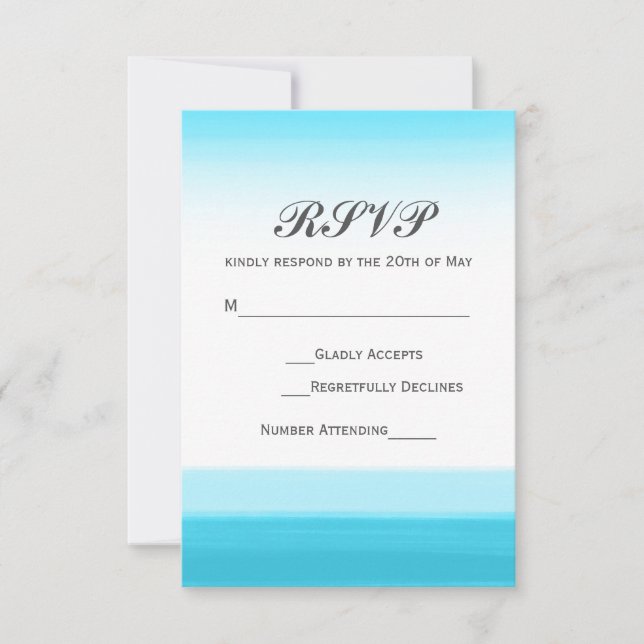 Bright Blue Watercolor Wedding RSVP Card (Front)