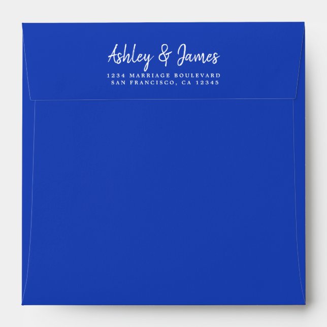 Bright Blue Wedding Return Address Envelope (Back (Top Flap))