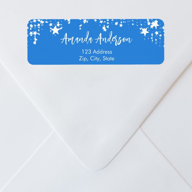 Bright blue white stars return address (Creator Uploaded)