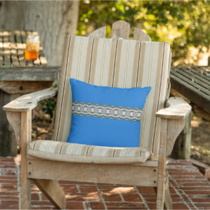 Bright Blue With A Grey Accented Design Cushion