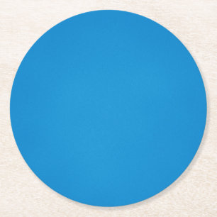 Bright Blue with Grainy Texture Round Paper Coaster