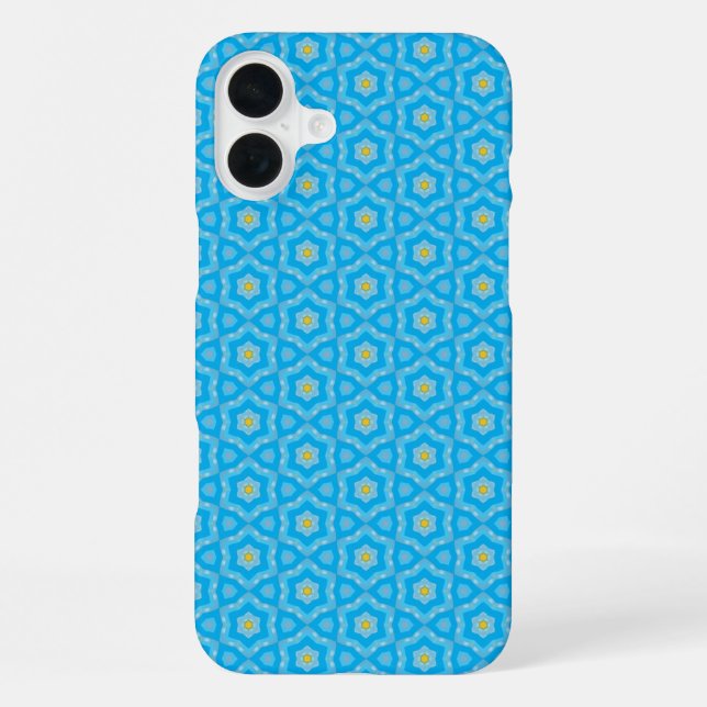 Bright blue with yellow pattern iPhone case (Back)