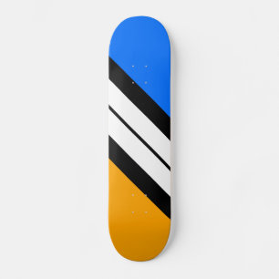 Bright Blue Yellow White Diagonal Racing Stripe Skateboard