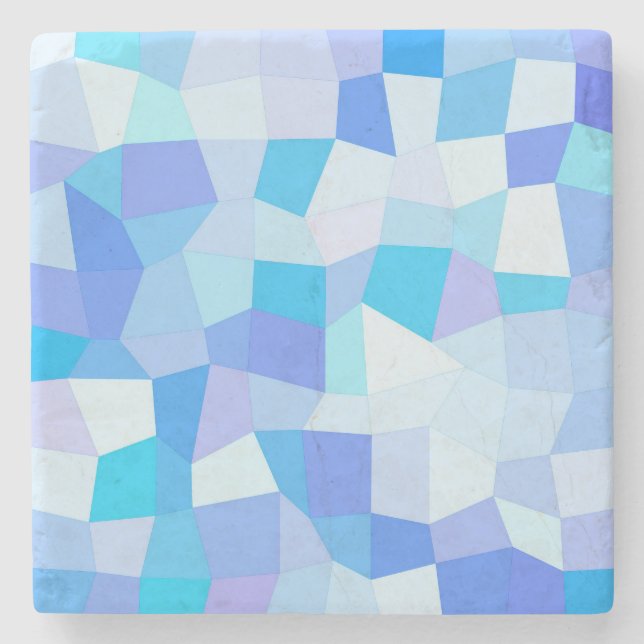 Bright Blues Mosaic Stone Coaster (Front)