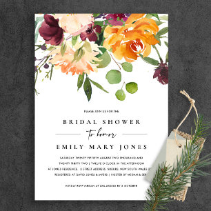 BRIGHT BLUSH YELLOW ORANGE FLORAL BRIDAL SHOWER INVITATION