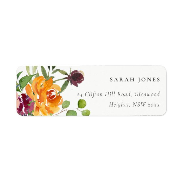 BRIGHT BLUSH YELLOW ORANGE FLORAL BUNCH ADDRESS (Front)
