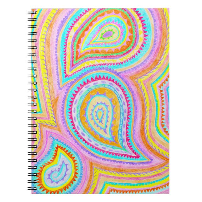 Bright Bohemian Paisley Retro Pattern Spiral Notebook (Front)