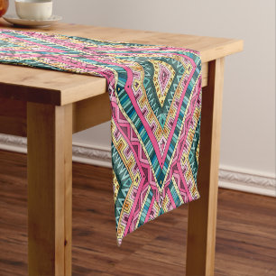 Bright Boho Colourful abstract tribal pattern Short Table Runner