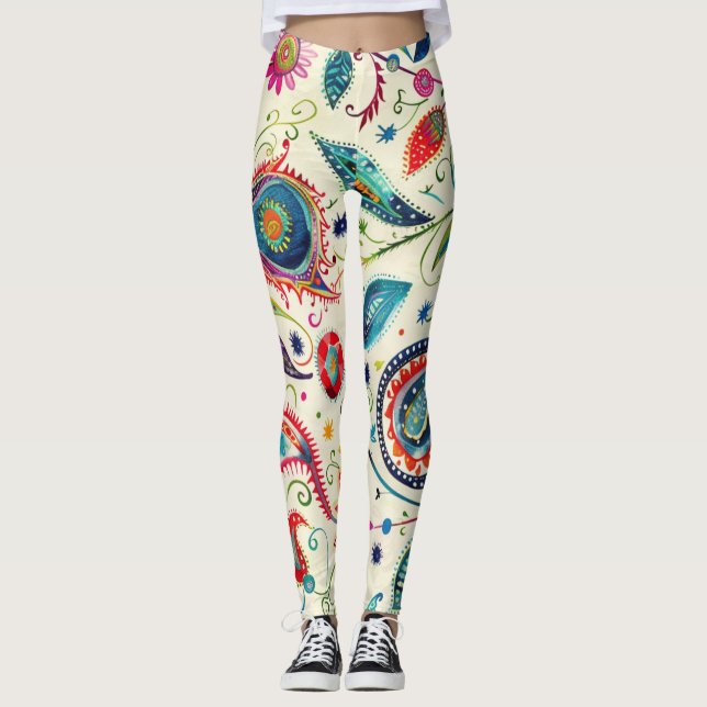 Bright Boho Design Leggings (Front)