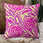 Bright Boho Floral Swirl Watercolor Cushion<br><div class="desc">Hot pink - purple and yellow floral swirl pattern</div>