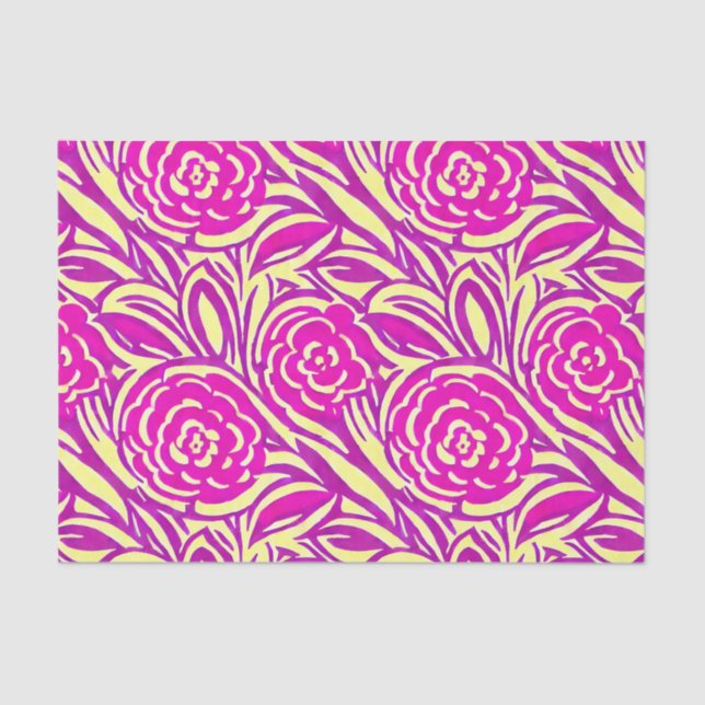 Bright Boho Floral Swirl Watercolor  Tissue Paper (Front)