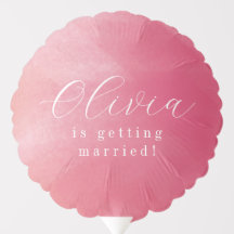 Bright Boho Pink Ombre Cursive Name Bridal Shower