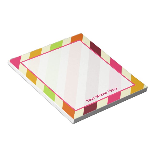 Bright Boho Stripes Personalised Notepad (Angled)