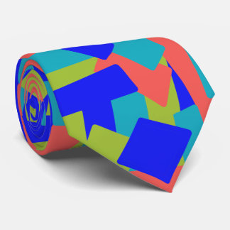 Bright Bold Blue Green Coral Abstract Patches Tie