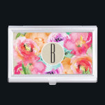 Bright Bold Colourful Floral Modern Botanical Kraf Business Card Holder<br><div class="desc">Matching business cards available.</div>