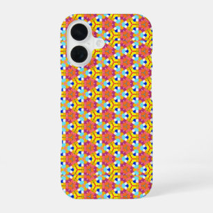 Bright Bold Colourful Geometric Orange Yellow Pink iPhone 16 Case