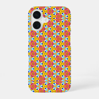 Bright Bold Colourful Geometric Orange Yellow Pink iPhone 16 Case