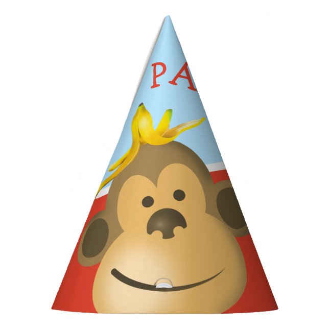 Bright Bold Colourful Go Bananas Monkey Party Hat (Left)