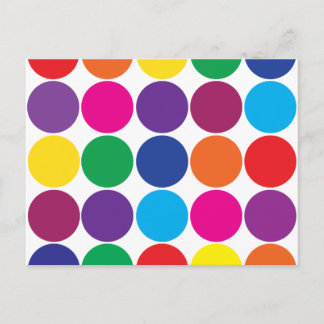 Bright Bold Colourful Rainbow Circles Polka Dots Postcard