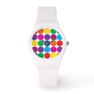 Bright Bold Colourful Rainbow Circles Polka Dots Watch