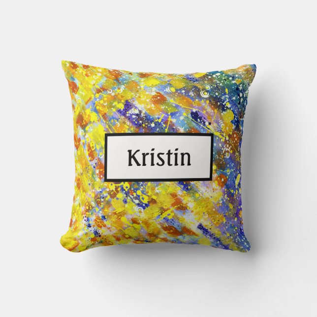 Bright Bold Colours Abstract Monogram Cushion (Front)