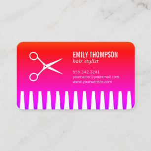 Bright Bold Comb Hair Stylist Business Card