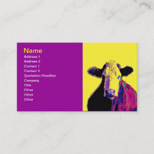 bright bold cow pop art business card template