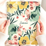 Bright Bold Cute Expressive Floral Custom Name Planner<br><div class="desc">This cheerful design features an expressive floral arrangement in vibrant shades of yellow, green, coral, and blush. The soft brushstrokes give it a hand-painted look, and the personalised name in the centre adds a unique touch. Perfect for students, professionals, or anyone who loves artistic and modern designs. Ideal for organising...</div>