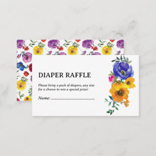 Bright & Bold Floral Diaper Raffle Enclosure Card