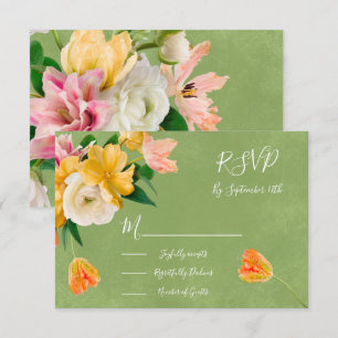 Bright Bold Floral Wedding response cards RSVP