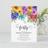 Bright & Bold Florals 40th Birthday Invitation (Standing Front)