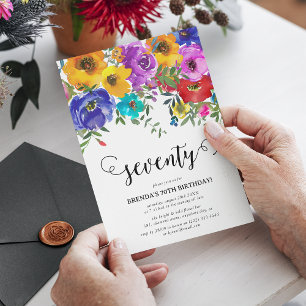 Bright & Bold Florals 70th Birthday Invitation