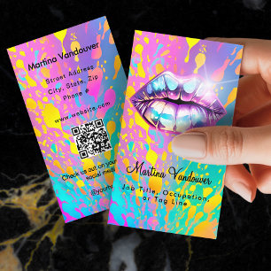 Bright Bold Holographic Lips Business Card