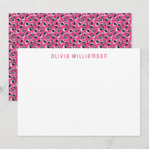 Bright Bold Pink Animal Print Notecard