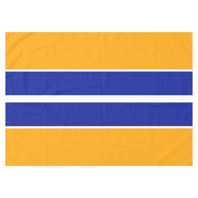 Bright Bold Royal Blue Yellow White Racing Stripes Tablecloth (Front (Horizontal))