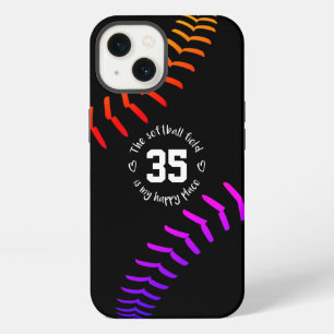 bright bold softball field my happy place iPhone 13 case