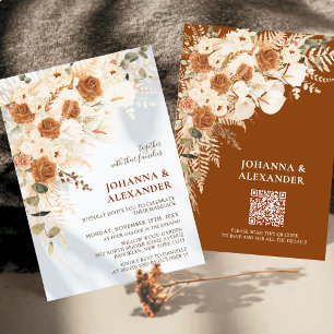 Bright Bold Terracotta Boho Bohemian Wedding Invitation