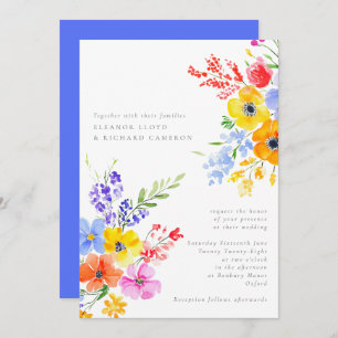 Bright & Bold Watercolor Floral Wedding Invitation