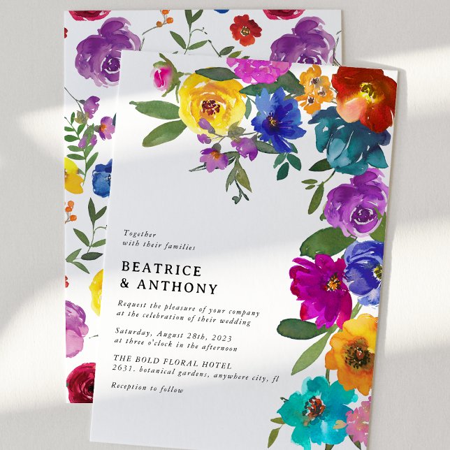 Bright & Bold Watercolor Floral Wedding Invitation (Creator Uploaded)