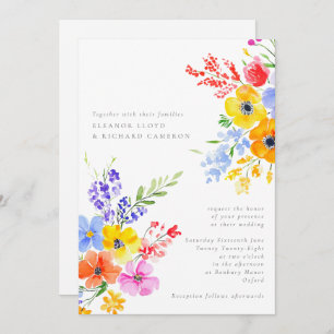 Bright & Bold Watercolor Floral Wedding Invitation