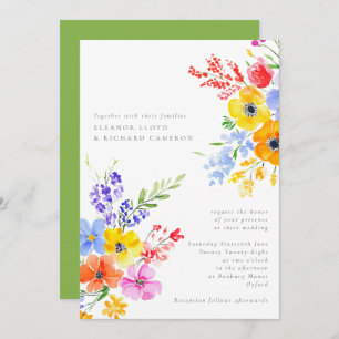 Bright & Bold Watercolor Floral Wedding Invitation